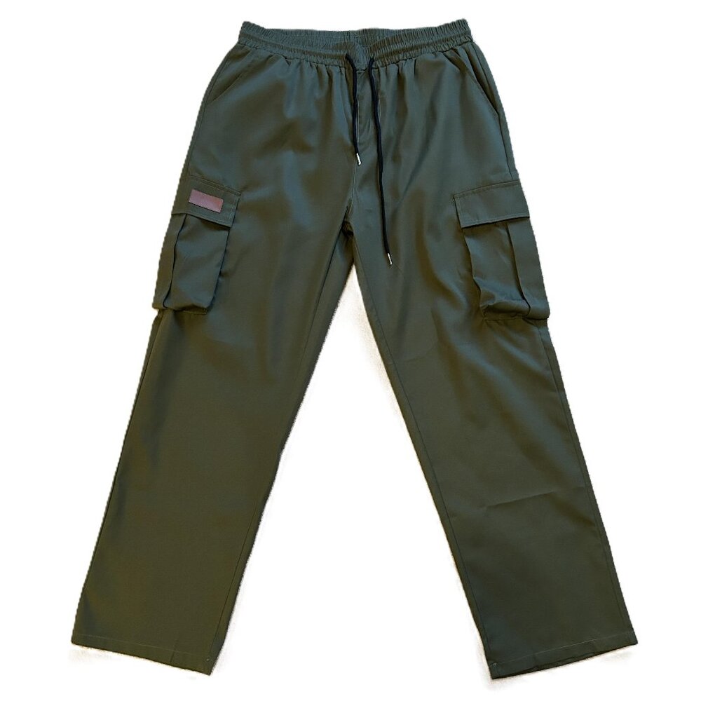 (NEW) Lightweight Elastic Waist Cargo Pants in Forest Green (34)